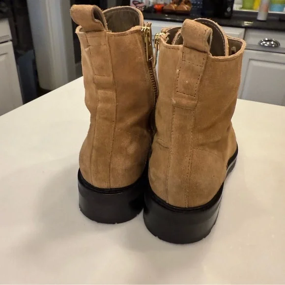 All Saints Women Donita Tan Suede Lace-up Zip Ankle Combat boots US 7.5 EUR 38 - Picture 8 of 9